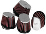 K&N RC-1824 Universal Clamp-On Oval Air Filter 4-Pack - Chrome Top