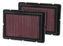 K&N High-Flow Air Filter 33-2494 (Set of 2) for 2000-2009 Ferrari 360 F430 - Panel Replacement Filter