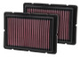 K&N High-Flow Air Filter 33-2494 (Set of 2) for 2000-2009 Ferrari 360 F430 - Panel Replacement Filter