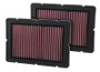 K&N High-Flow Air Filter 33-2494 (Set of 2) for 2000-2009 Ferrari 360 F430 - Panel Replacement Filter