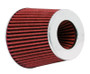 K&N RG-1001RD Red Round Tapered Universal Clamp-On Air Filter - Chrome Top w/ Adjustable Flanges