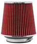 K&N RG-1001RD Red Round Tapered Universal Clamp-On Air Filter - Chrome Top w/ Adjustable Flanges