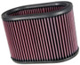 K&N E-3491 Oval Replacement Air Filter - Red Cotton Gauze, Washable, Lifetime Warranty