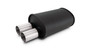 Vibrant 12326 StreetPower Flat Black Oval Muffler with Dual Brushed Tips 3" Inlet Offset