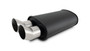 Vibrant 12330 StreetPower Flat Black Oval Muffler with Dual Brushed Tips 2.5" Inlet DTM Style