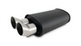 Vibrant 12330 StreetPower Flat Black Oval Muffler with Dual Brushed Tips 2.5" Inlet DTM Style