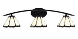 Kurve 3 Light Art Glass Vanity Light 29 Inch Length by Toltec - 3723-MB-9125
