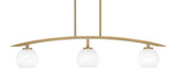 Kurve 3 Light Down Glass Bar Island Pendant 41 Inch Length by Toltec - 3736-NAB-4100