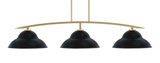 Kurve 3 Light Steel Island Pendant 55.75 Inch Length by Toltec - 3733-429