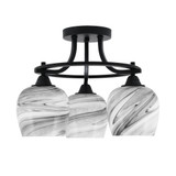 Paramount 3 Light 15.5 Inch Wide Steel Semi Flush Mount by Toltec - 3417-MB-4810