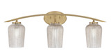Kurve 3 Light Textured Glass Vanity Light 29 Inch Length by Toltec - 3723-GP-4250
