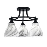 Paramount 3 Light 15.25 Inch Wide Semi Flush Mount by Toltec - 3417-MB-4760