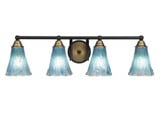 Paramount 4 Light Crystal Glass Vanity Light 31 Inch Length by Toltec - 3424-BN-725
