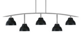 Kurve 5 Light Steel Bar Island Pendant 13 Inch Tall by Toltec - 3745-NAB-427-MB