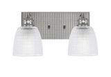 Edge 2 Light Clear Ribbed Glass Vanity Light by Toltec - 1162-BN-500