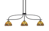 Cavella 3 Light Art Glass Small Island Pendant 38.75 Inch Length by Toltec - 3936-MB-9435