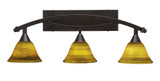 Bow 3 Light Steel Vanity Light 28.75 Inch Length by Toltec - 173-95-1075-2875