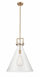 Newton Cone 1 Light Large Stem Pendant 18 Inch Wide by Innovations - 411-1SL-G411-18