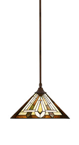 1 Light Medium Stem Hung Pendant 9 Inch Tall by Toltec - 13-BRZ-959