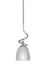 Capri 1 Light Ribbed Glass Mini Stem Hung Pendant 15.5 Inch Tall by Toltec - 901-BN-500