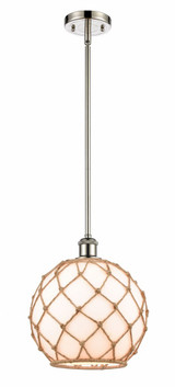 Farmhouse Rope 1 Light Stem Hung Small Pendant 13 Inch Tall by Innovations - 516-1S-G12-10R