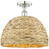 Woven Rattan 1 Light Semi Flush Mount 13.13X 15.75 Inch Wide by Innovations - 616-1F-RBD-16