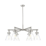Newton Cone 6 Light Stem Hung Arched Chandelier 26 Inch Wide by Innovations - 410-6CR-G411-7_P