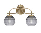Cavella 2 Light Ribbed Glass Vanity Light 17.5 Inch Length by Toltec - 3912-51