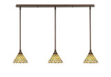 3 Light Stem Hung Linear Pendalier 6.5 x 39.25 Inch by Toltec 36-BRZ-9415 - 36-BRZ-9415