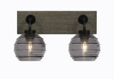 Oxbridge 2 Light Ribbed Glass Vanity Light 16.25 Inch Length by Toltec - 1772-GPDW-5110
