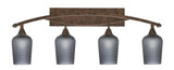 Bow 4 Light Textured Glass Vanity Light 37.25 Inch Length by Toltec - 174-145-42