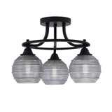 Paramount 3 Light 15.25 Inch Wide Ribbed Glass Semi Flush Mount by Toltec - 3417-MB-5110