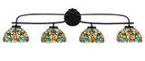 Cavella 4 Light Down Glass Vanity Light 38.75 Inch Length by Toltec - 3914-MB-9405