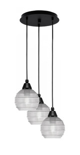 Array 3 Light Ribbed Glass Medium Pendant 12 Inch Wide by Toltec - 1818-MB-12-9