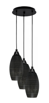 Array 3 Light Matrix Glass Medium Pendant 13.25 Inch Tall by Toltec - 1818-MB-11.25-13.25