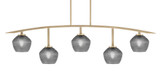 Kurve 5 Light Down Glass Bar Island Pendant 51.25 Inch Tall by Toltec - 3745-NAB-4622