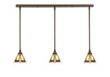 3 Light Stem Hung Linear Pendalier 7.25 x 38.5 Inch by Toltec 36-BRZ-9345 - 36-BRZ-9345