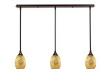 Any 3 Light Fusion Glass Mini Linear Pendant 27.25 Inch Length by Toltec - 36-5-85-2725
