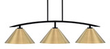 Kurve 3 Light Steel Island Pendant 46 Inch Length by Toltec - 3736-MB-420