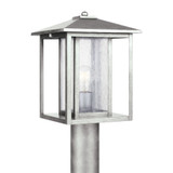 One Light Outdoor Post Lantern With Clean-Crisp Lines In Weathered Pewter With Clear Seeded Glass Made Of Aluminum - Size L9 W9 H15 - 73-BEL-1001905