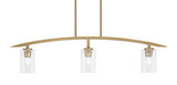 Kurve 3 Light Steel Bar Island Pendant 41 Inch Length by Toltec - 3736-NAB-300