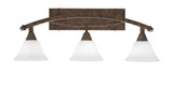 Bow 3 Light Muslin Glass Vanity Light 28.5 Inch Length by Toltec - 172-105-31