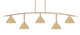 Kurve 5 Light Steel Bar Island Pendant 12.25 Inch Tall by Toltec - 3745-NAB-421-MB