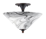 2 Light 16 Inch Wide Glass Semi Flush Mount by Toltec - 121-16