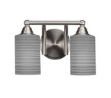 Paramount 2 Light Matrix Glass Vanity Light 12.5 Inch Length by Toltec - 3422-BN-4061