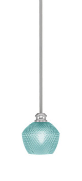 Edge 1 Light Steel Small Stem Hung Pendant 6.5 Inch Tall by Toltec - 1151-6-6.5-2