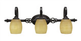 Elegante 3 Light Down Glass Vanity Light by Toltec - 163-825-105-3025