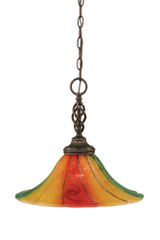 Elegante 1 Light Steel Large Pendant 14.5 Inch Tall by Toltec - 82-16-145-