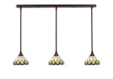 3 Light Stem Hung Linear Pendalier 6.5 x 39 Inch by Toltec 36-BRZ-9395 - 36-BRZ-9395