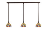 3 Light Stem Hung Linear Pendalier 6.75 x 38.75 Inch by Toltec 36-BRZ-9435 - 36-BRZ-9435